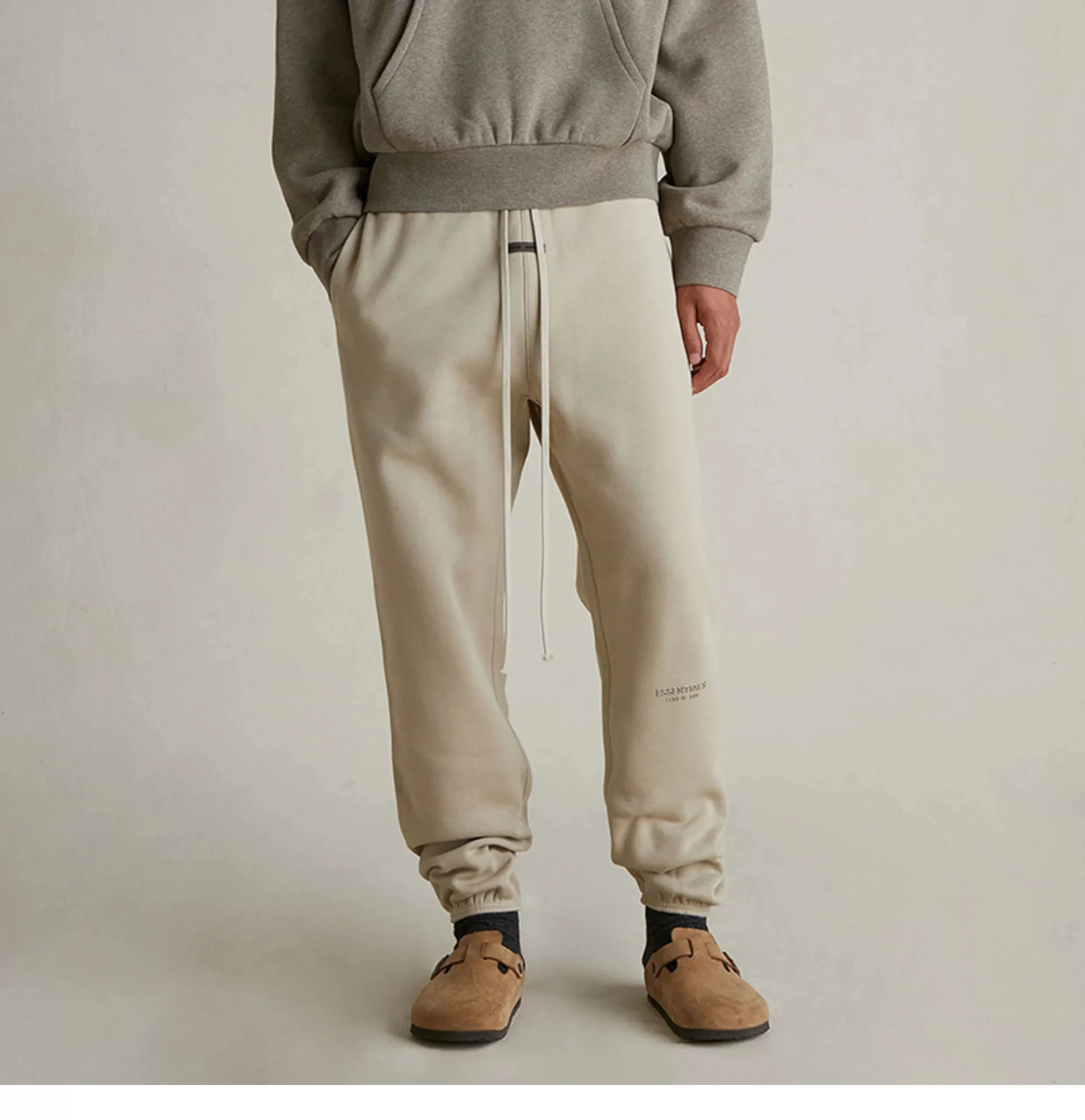 🎀Hot Sale 🎀108 【 Brown】Fear of God Essentials SS 25 Vintage Fleece Sweatpant Same Style 2025 Size：XS-XL ： Heather Stone Brown TIMBER Homestad Heather
